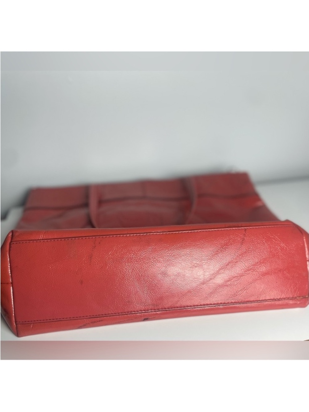 Coach Red Leather Embossed Logo Tote - Picture 13 of 14